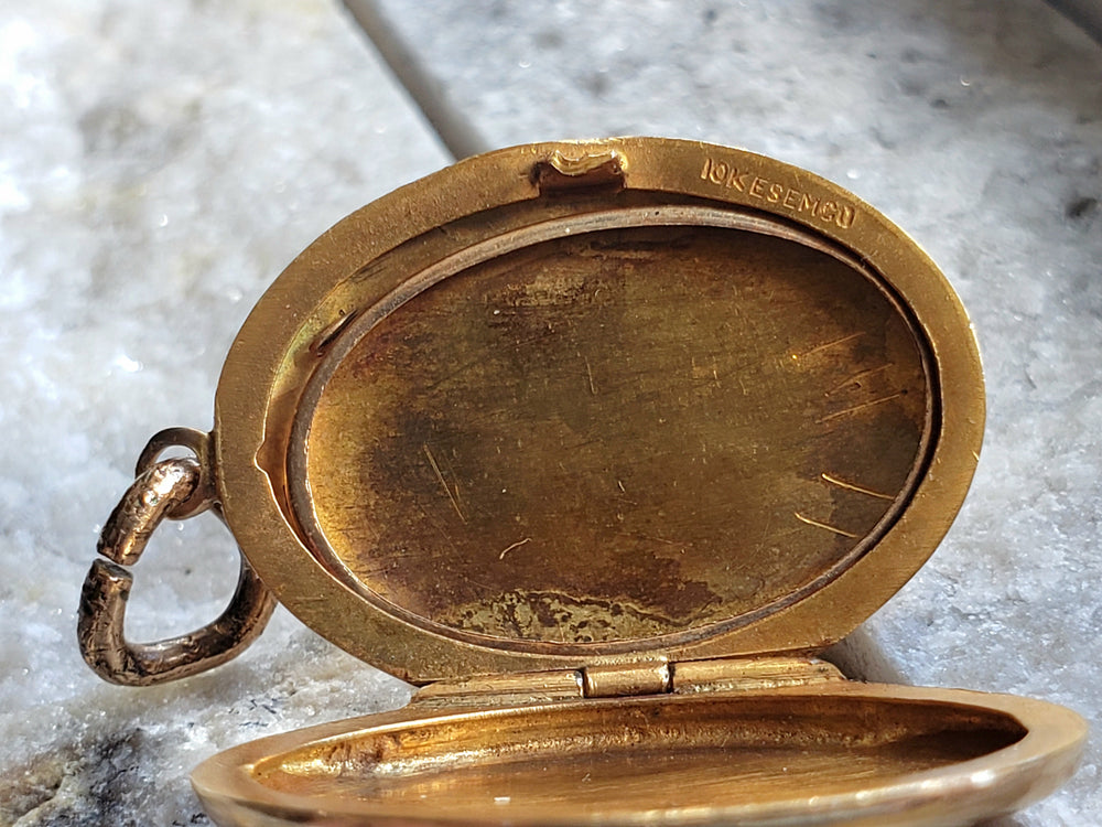 Diamond Locket / Gold Locket / Two Tone Gold Diamond Pendant / Art Deco Locket