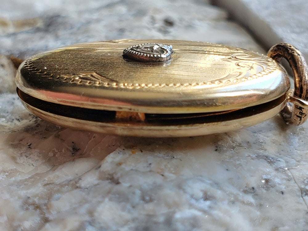 Diamond Locket / Gold Locket / Two Tone Gold Diamond Pendant / Art Deco Locket