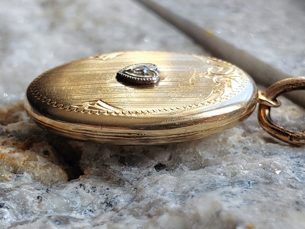 Diamond Locket / Gold Locket / Two Tone Gold Diamond Pendant / Art Deco Locket