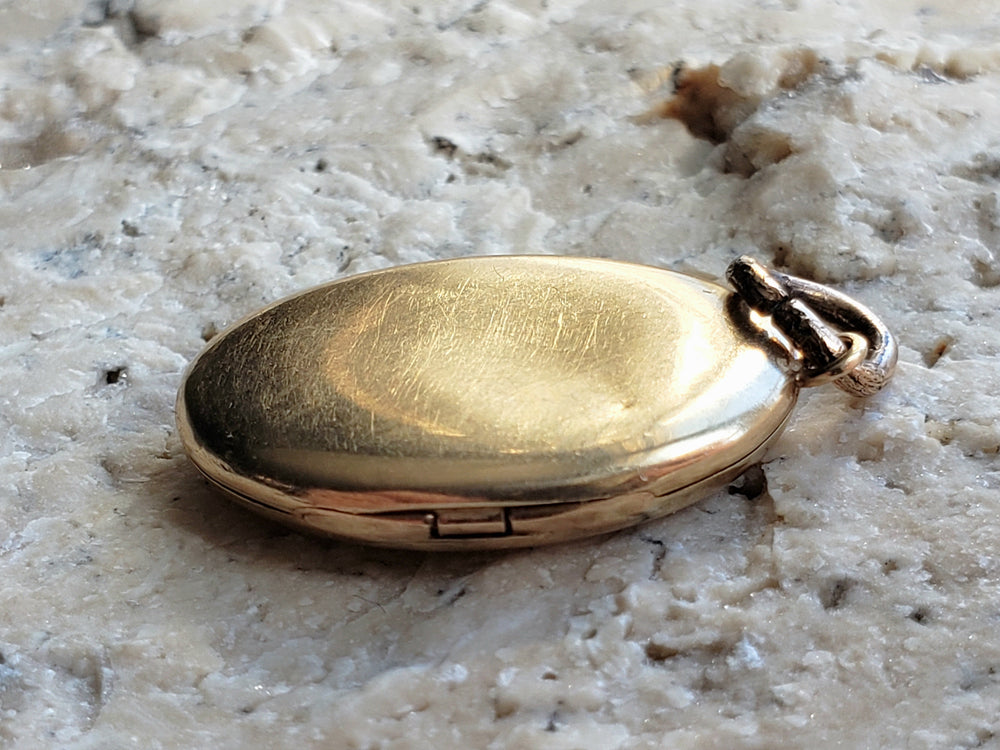Diamond Locket / Gold Locket / Two Tone Gold Diamond Pendant / Art Deco Locket