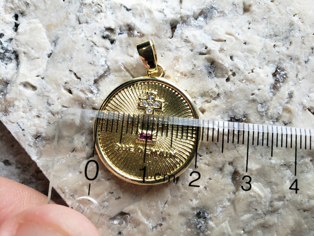 Smaller Augis Medal / + qu'hier - que demain Pendant / French Love Medal