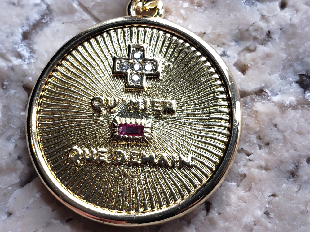 Smaller Augis Medal / + qu'hier - que demain Pendant / French Love Medal