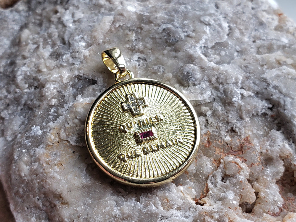 Smaller Augis Medal / + qu'hier - que demain Pendant / French Love Medal