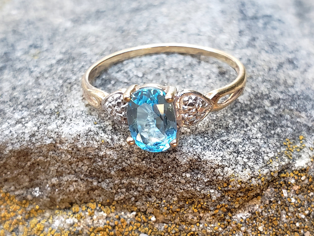 Blue Topaz Ring / December Birthstone Ring / Sky-Blue Topaz ring