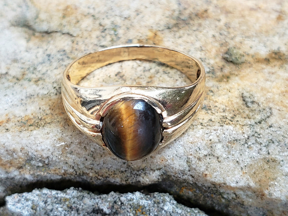 Tigers eye signet ring / Tiger's eye Ring / Cats Eye Ring
