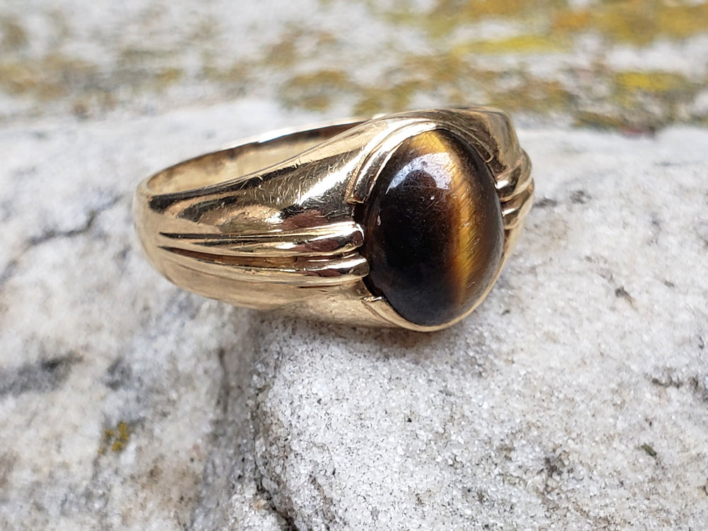 Tigers eye signet ring / Tiger's eye Ring / Cats Eye Ring
