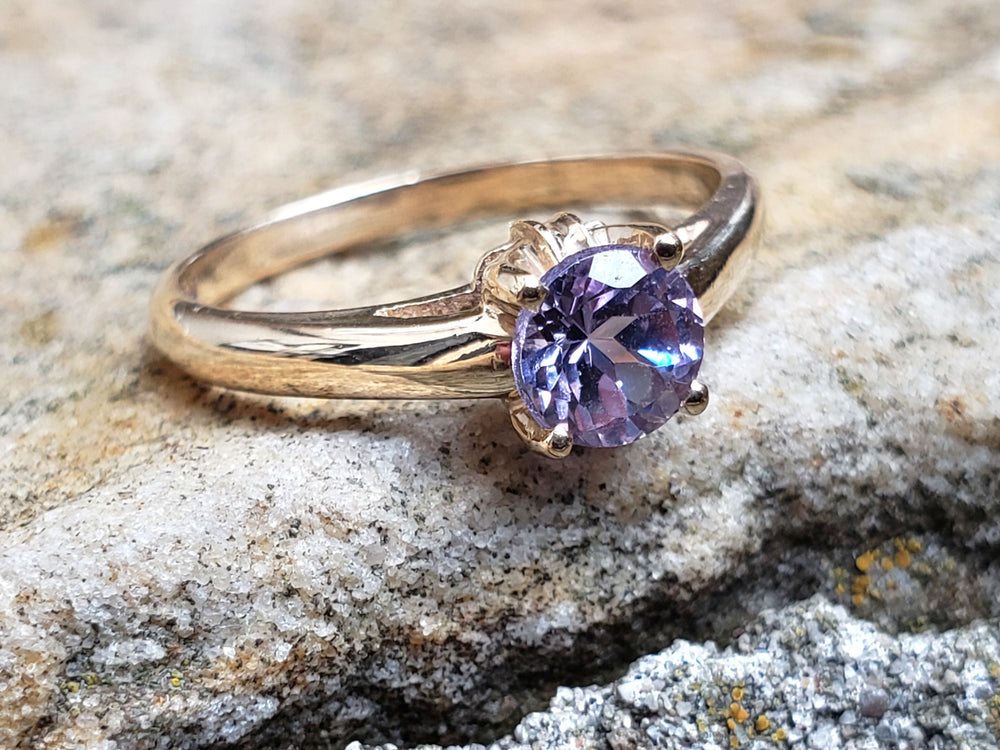 Birks Spinel Ring / Purple Spinel Birks Vintage Ring / Spinel Solitaire Engagement Ring / August Birthstone