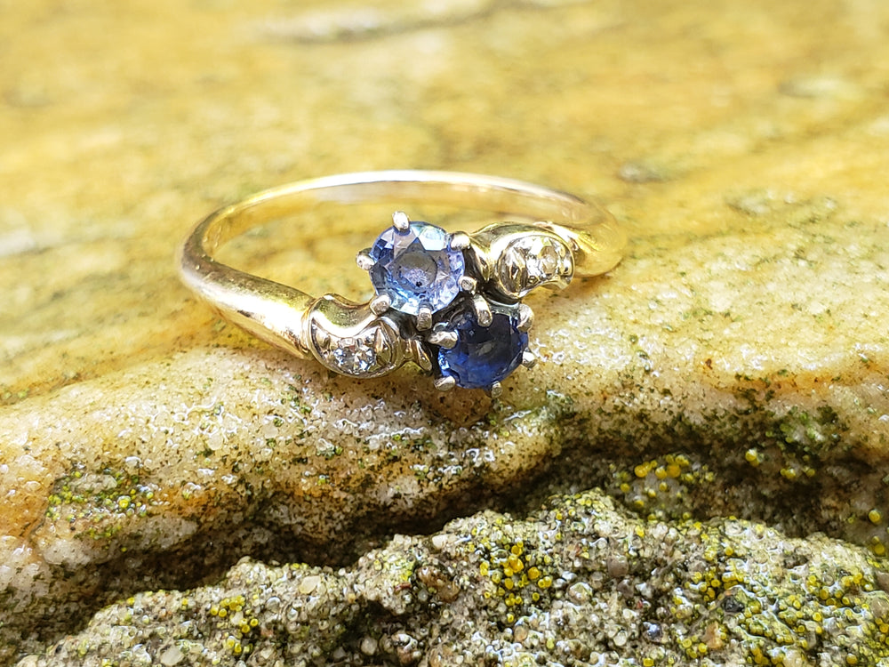 Antique Victorian Ring / Diamond and Garnet and Glass Victorian Ring / Toi et Moi Antique Ring