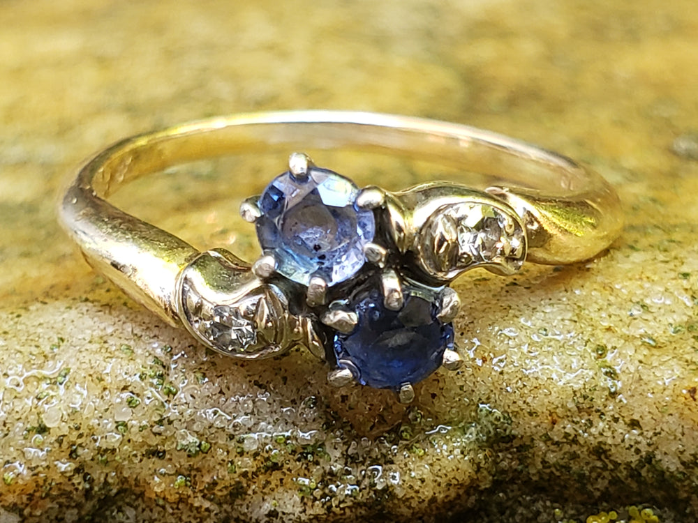 Antique Victorian Ring / Diamond and Garnet and Glass Victorian Ring / Toi et Moi Antique Ring