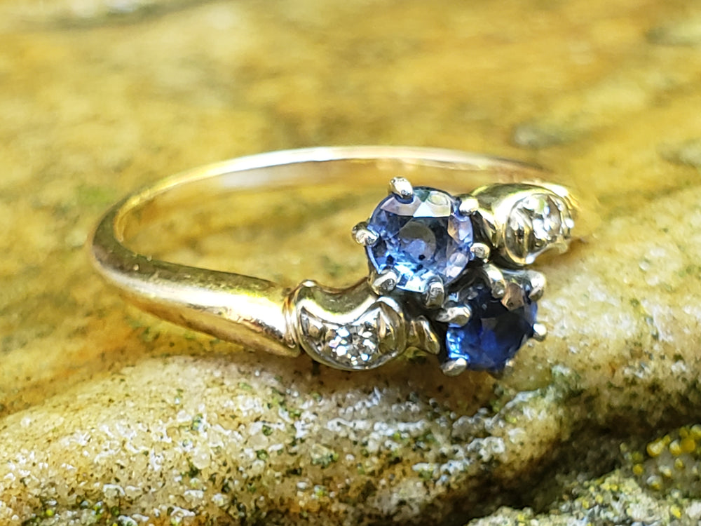 Antique Victorian Ring / Diamond and Garnet and Glass Victorian Ring / Toi et Moi Antique Ring