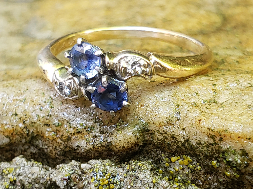 Antique Victorian Ring / Diamond and Garnet and Glass Victorian Ring / Toi et Moi Antique Ring