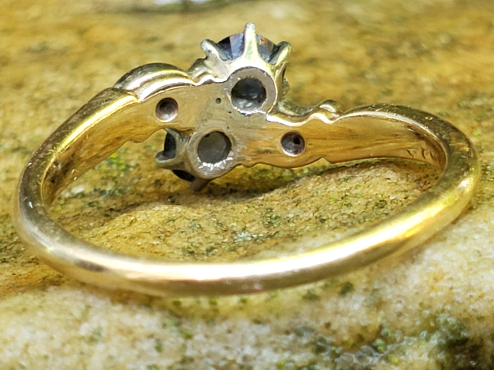 Antique Victorian Ring / Diamond and Garnet and Glass Victorian Ring / Toi et Moi Antique Ring
