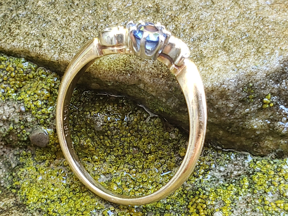 Antique Victorian Ring / Diamond and Garnet and Glass Victorian Ring / Toi et Moi Antique Ring