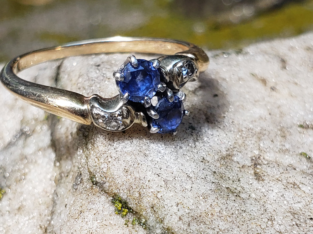 Antique Victorian Ring / Diamond and Garnet and Glass Victorian Ring / Toi et Moi Antique Ring