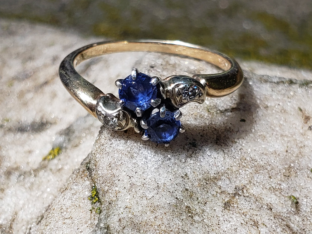 Antique Victorian Ring / Diamond and Garnet and Glass Victorian Ring / Toi et Moi Antique Ring