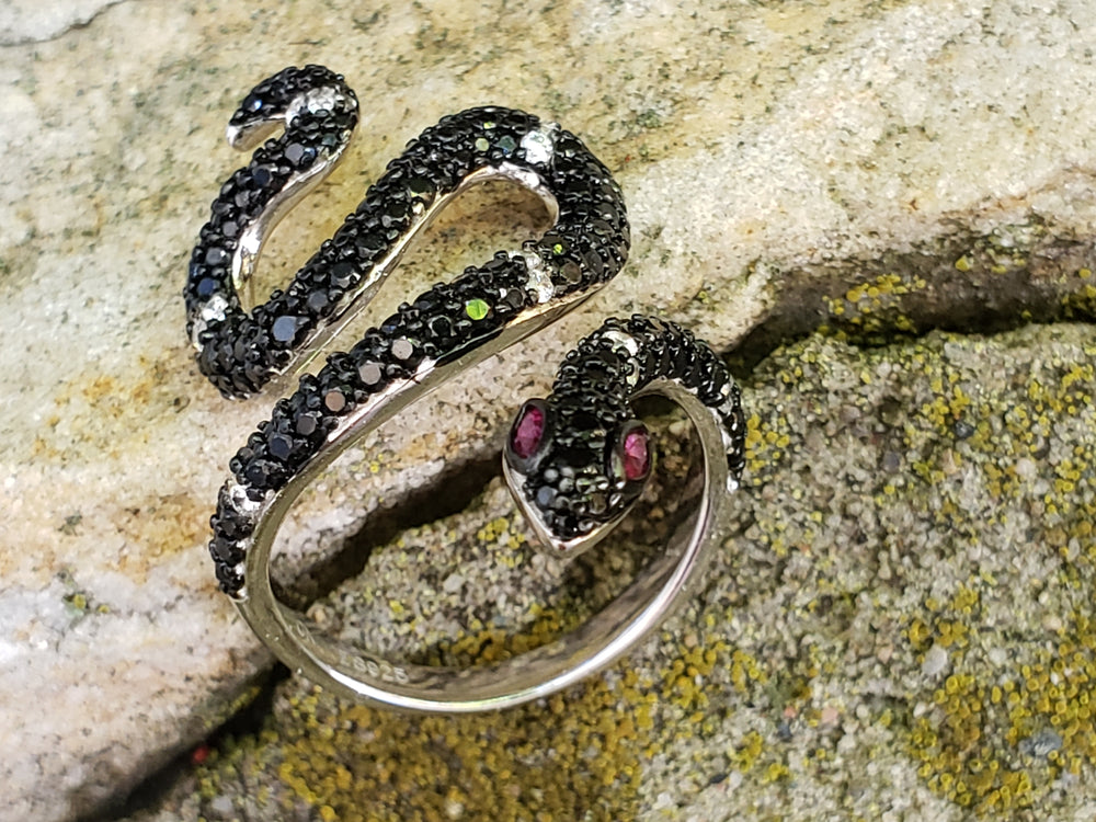 Black Cubic Zirconia Snake Ring