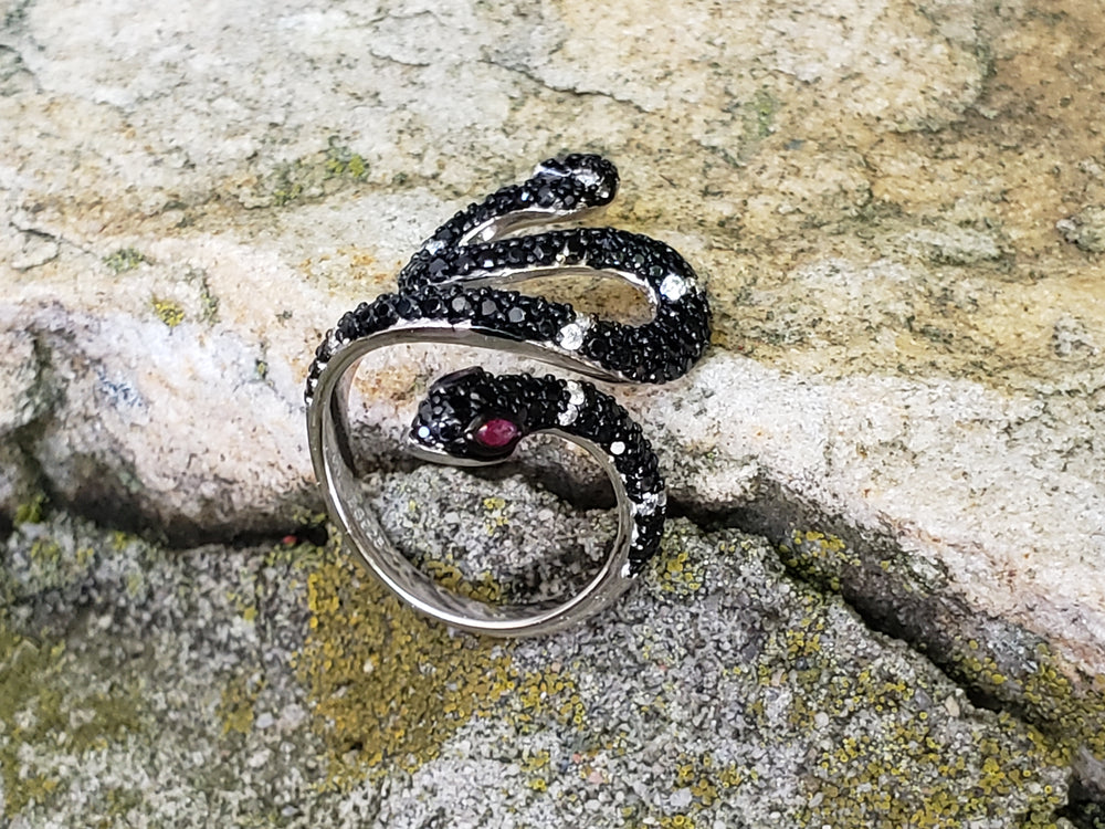 Black Cubic Zirconia Snake Ring