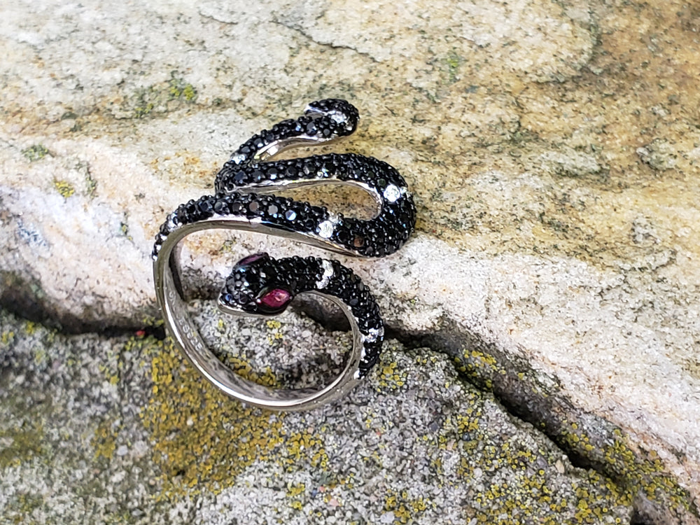 Black Cubic Zirconia Snake Ring