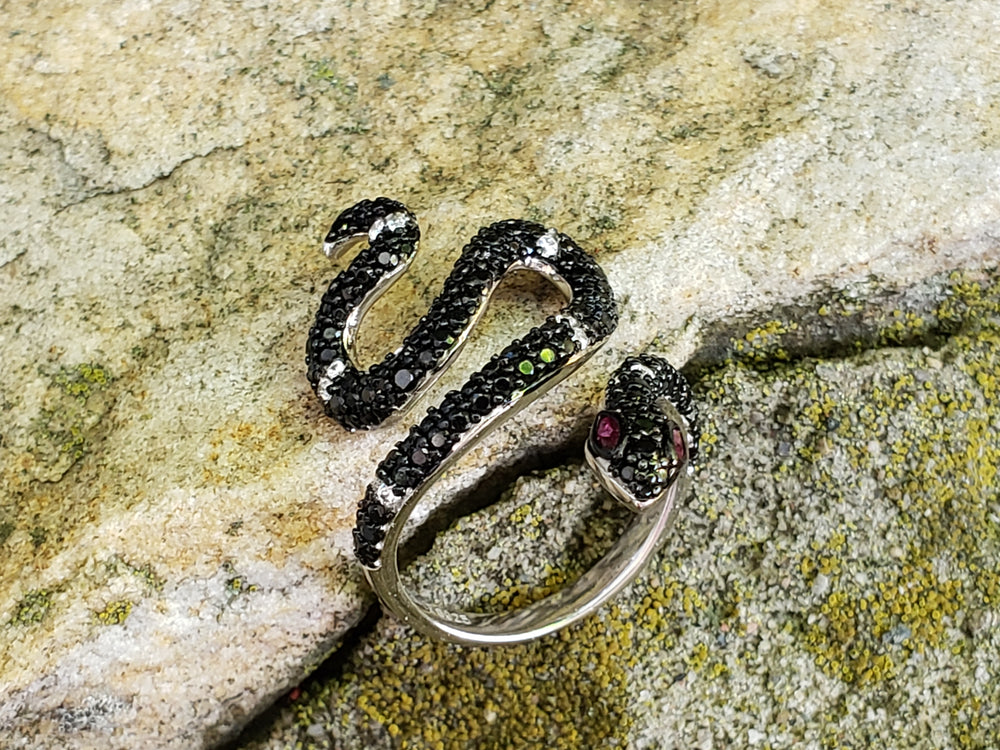 Black Cubic Zirconia Snake Ring