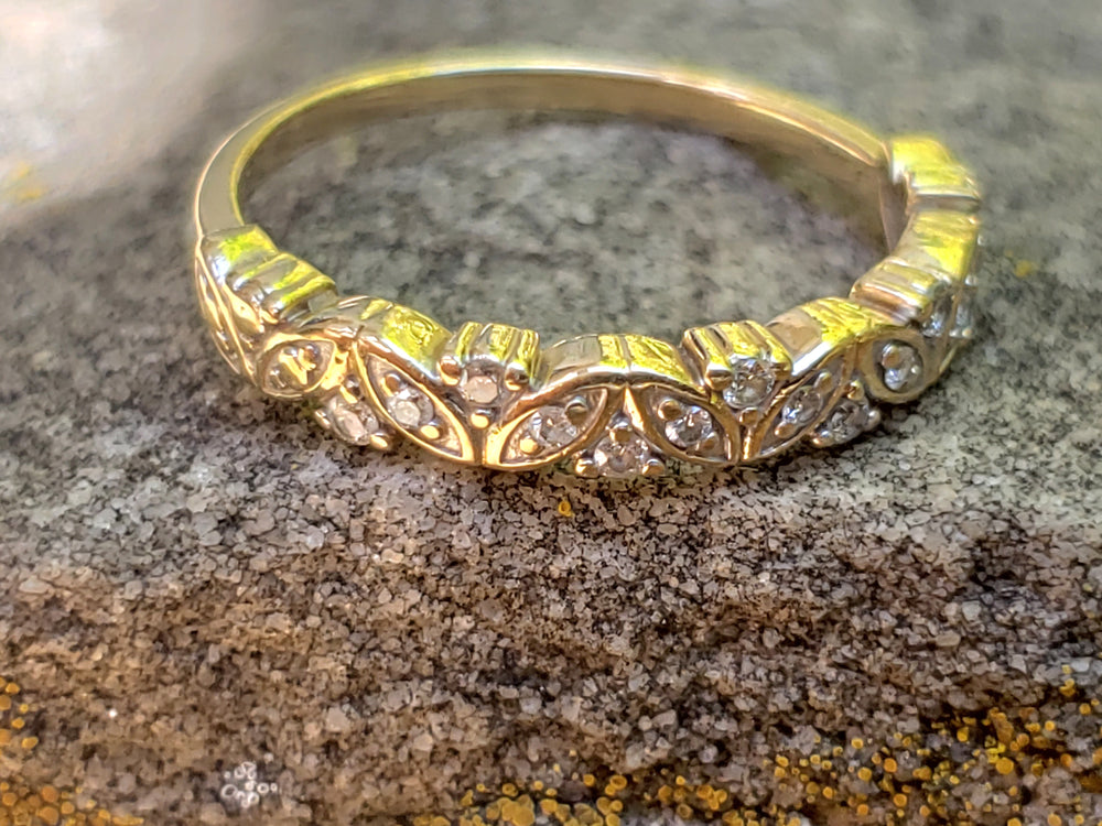 Diamond Semi-Eternity Band / Floral Leaves Band / Diamond Ring
