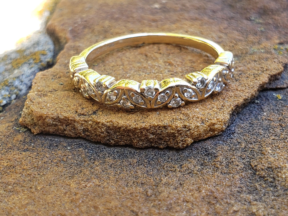 Diamond Semi-Eternity Band / Floral Leaves Band / Diamond Ring
