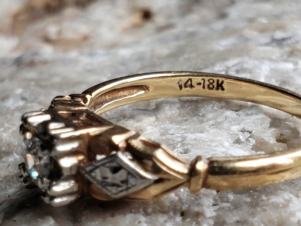 Art Deco Engagement Ring with Old European Cut Diamond / Natural Diamond