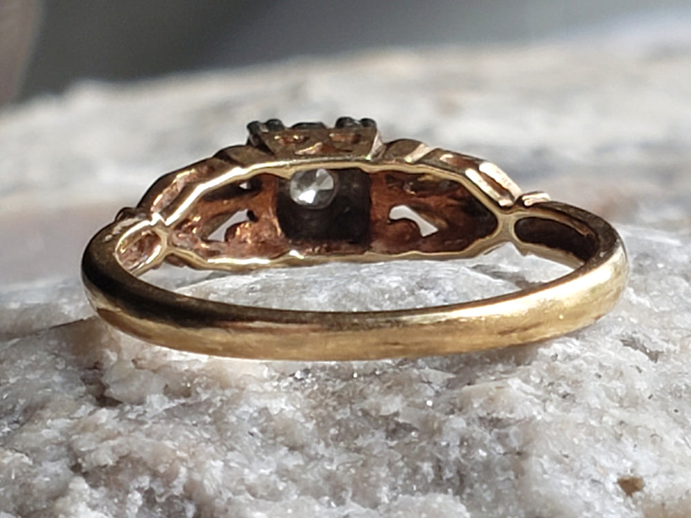 Art Deco Engagement Ring with Old European Cut Diamond / Natural Diamond