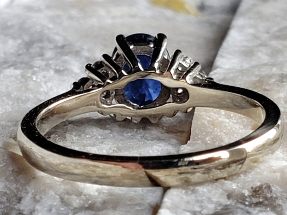 Sapphire and Diamond Ring / Sapphire Engagement Ring / September Birthstone Ring