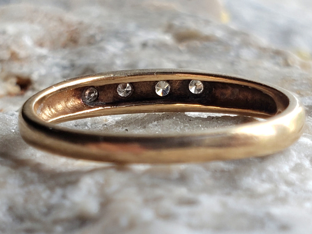 Art Deco Wedding Band / Four Stone Diamond Wedding Band