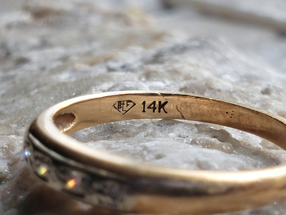 Art Deco Wedding Band / Four Stone Diamond Wedding Band