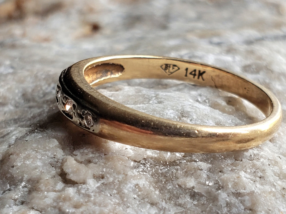 Art Deco Wedding Band / Four Stone Diamond Wedding Band