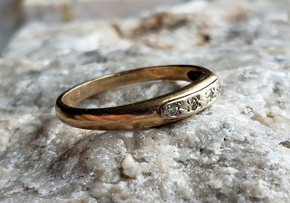 Art Deco Wedding Band / Four Stone Diamond Wedding Band