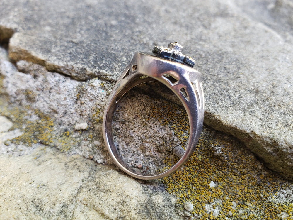 Onyx and Marcasite Statement Ring