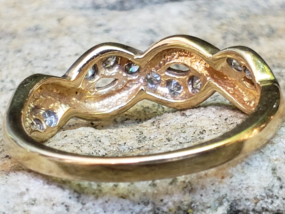 Diamond and Gold Swirl Ring / Diamond Band