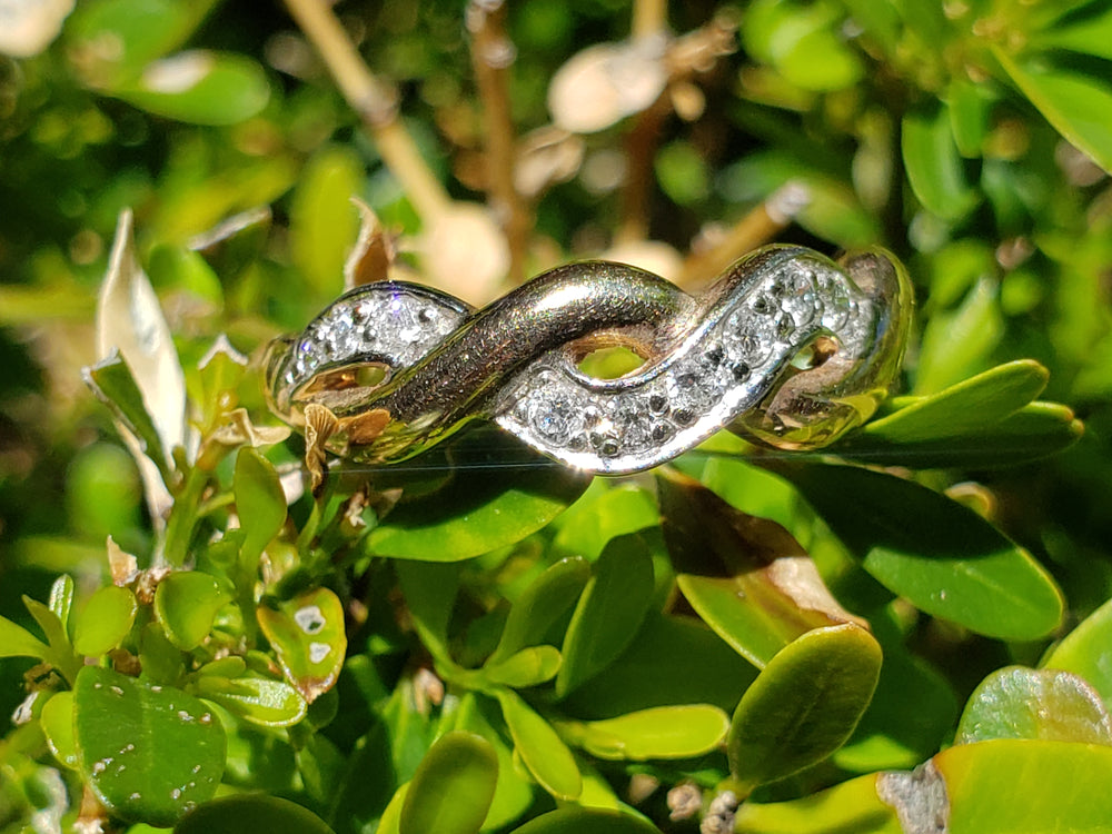 Diamond and Gold Swirl Ring / Diamond Band