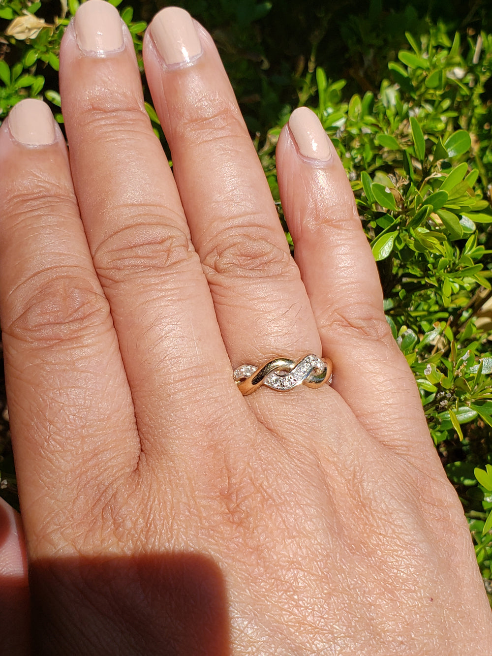Diamond and Gold Swirl Ring / Diamond Band