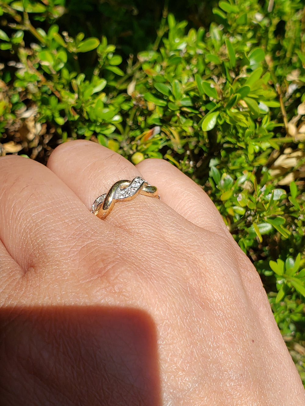 Diamond and Gold Swirl Ring / Diamond Band