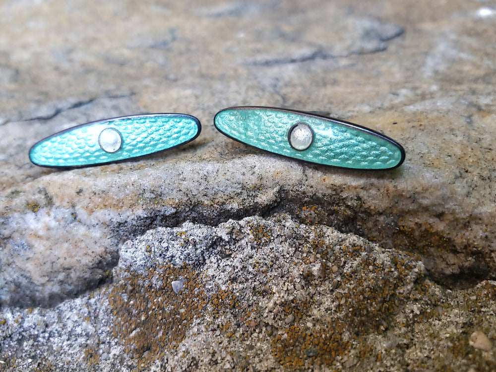 Guilloche Enamelled Lingerie Pins / Enamelled Teal Blue Baby Bib Bar Pins / Antique Lingerie Bar Pins