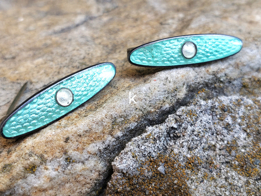Guilloche Enamelled Lingerie Pins / Enamelled Teal Blue Baby Bib Bar Pins / Antique Lingerie Bar Pins