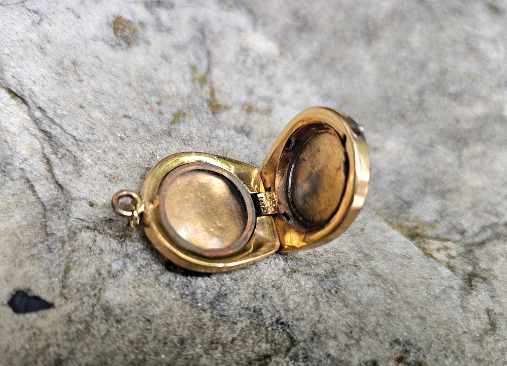 Victorian Horseshoe Gold Filled Locket / Heron Engraved Locket