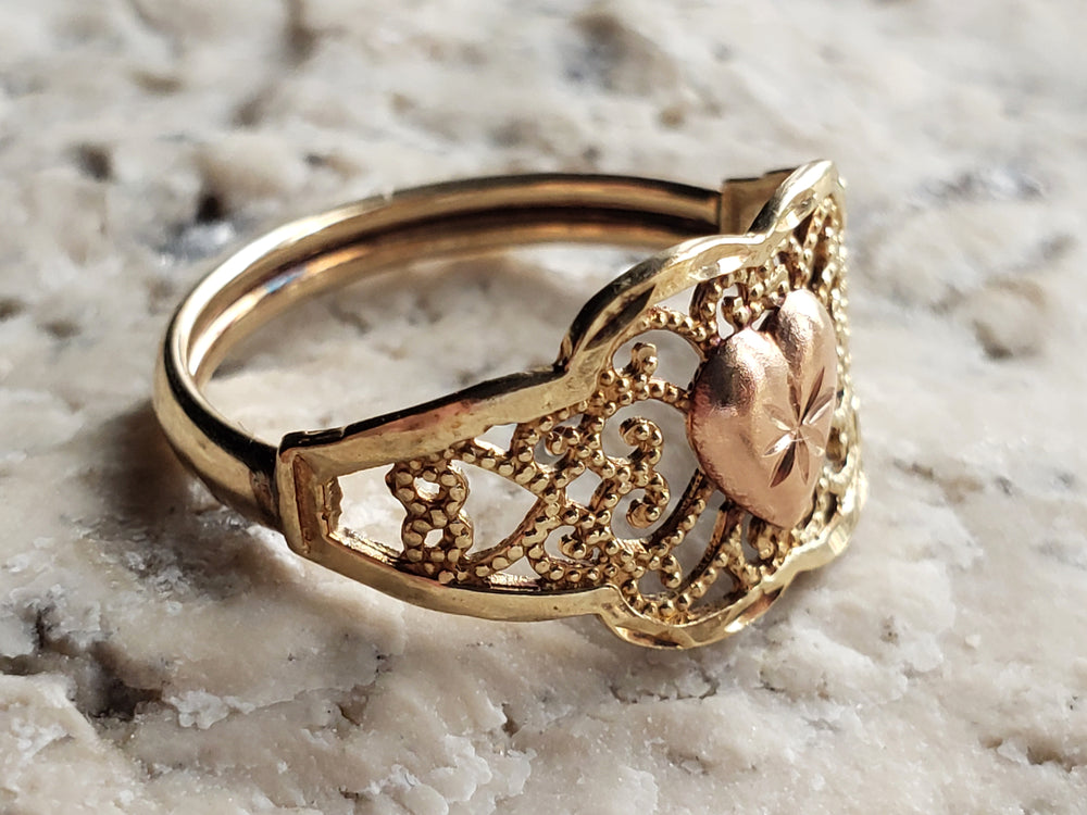 Gold and Rose Gold Filigree Ring