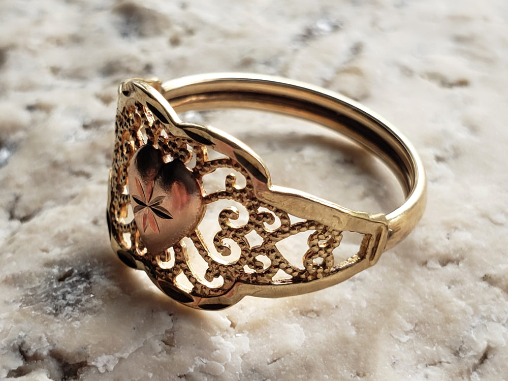Gold and Rose Gold Filigree Ring