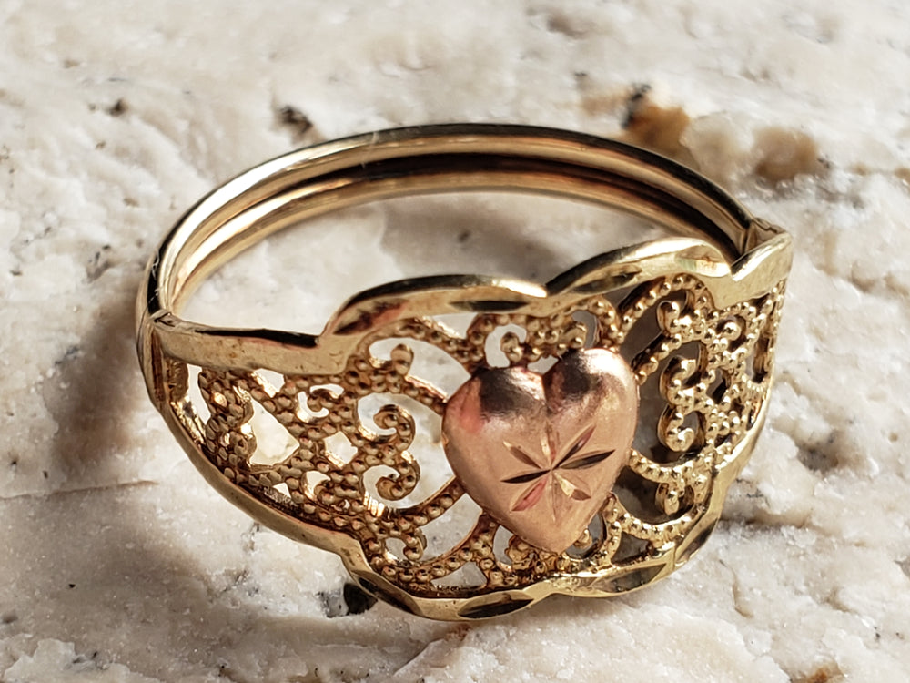 Gold and Rose Gold Filigree Ring