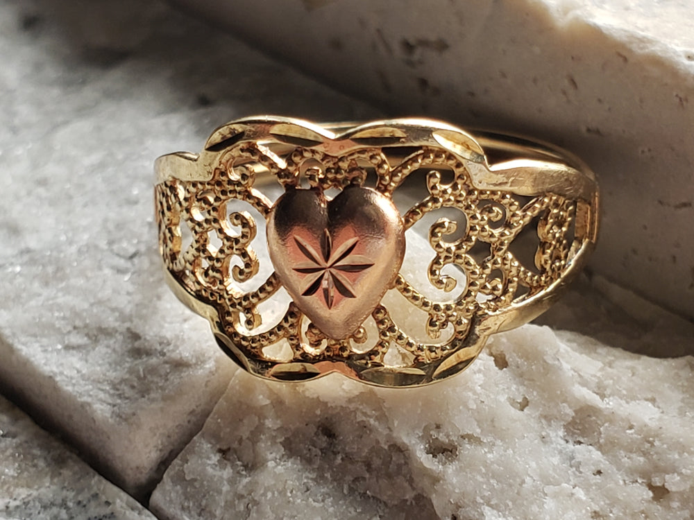 Gold and Rose Gold Filigree Ring