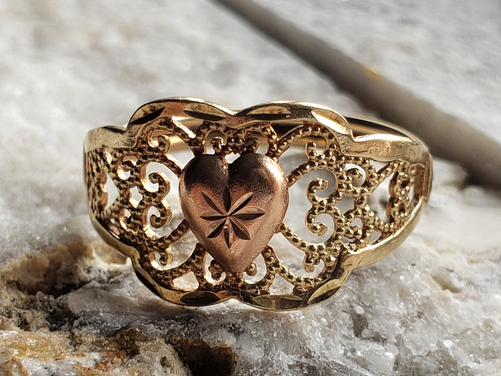 Gold and Rose Gold Filigree Ring
