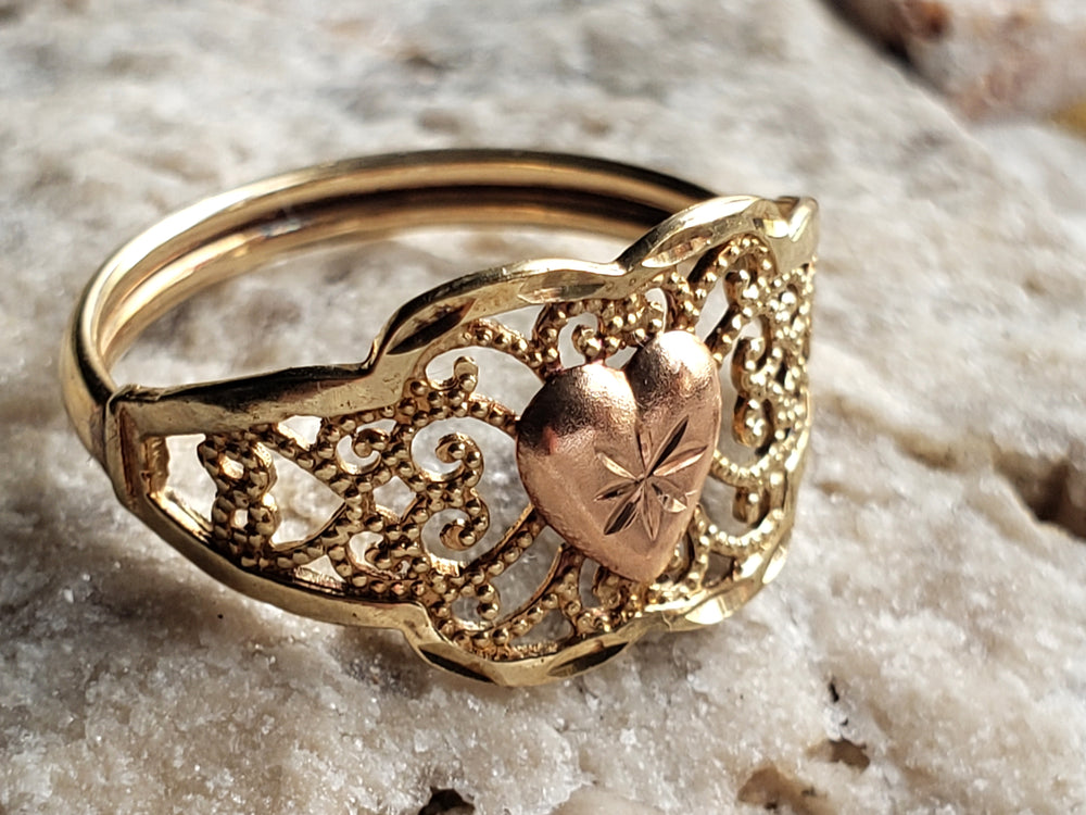 Gold and Rose Gold Filigree Ring