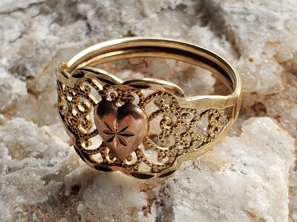 Gold and Rose Gold Filigree Ring