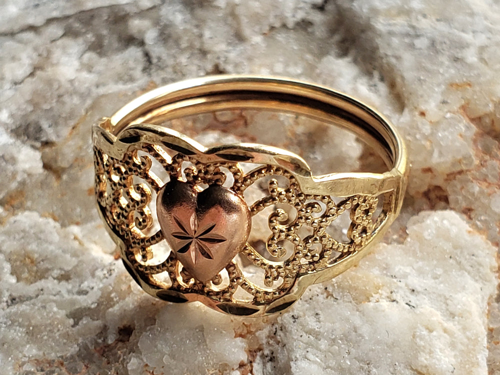 Gold and Rose Gold Filigree Ring