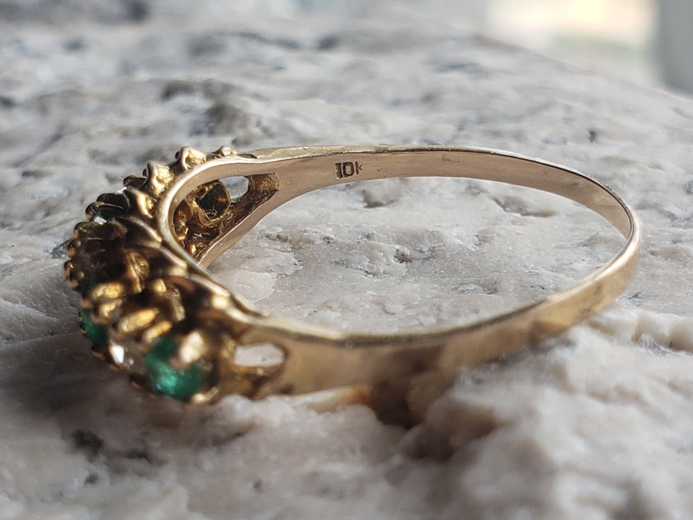 Emerald and Diamond Band / May Birthstone Ring