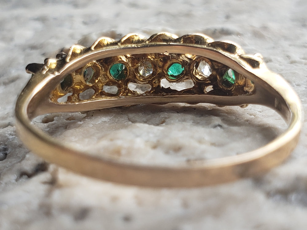 Emerald and Diamond Band / May Birthstone Ring